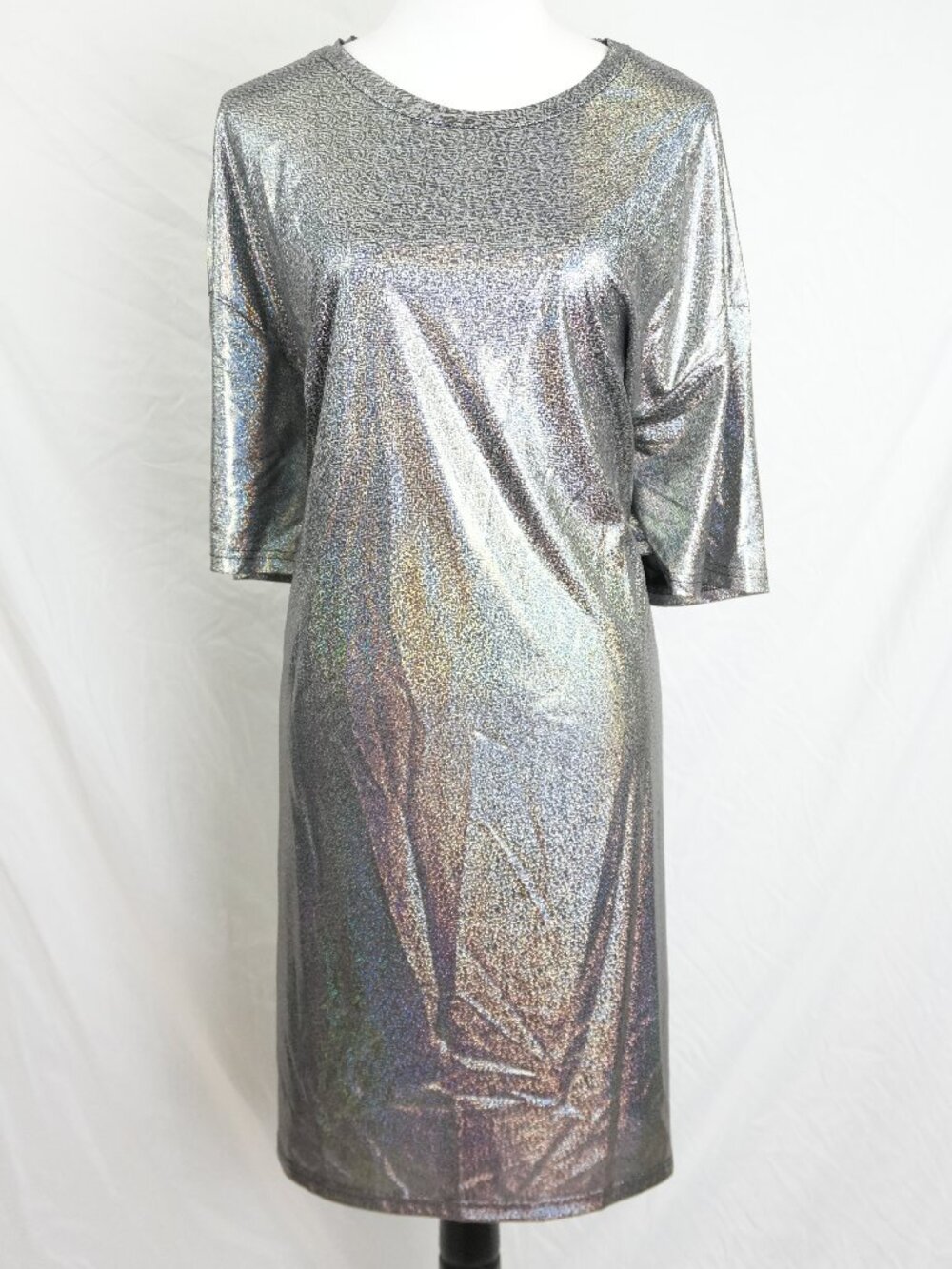 LNC Womens 4X Rainbow Sparkle Dress Short Sleeve Party Clothes Stretchy